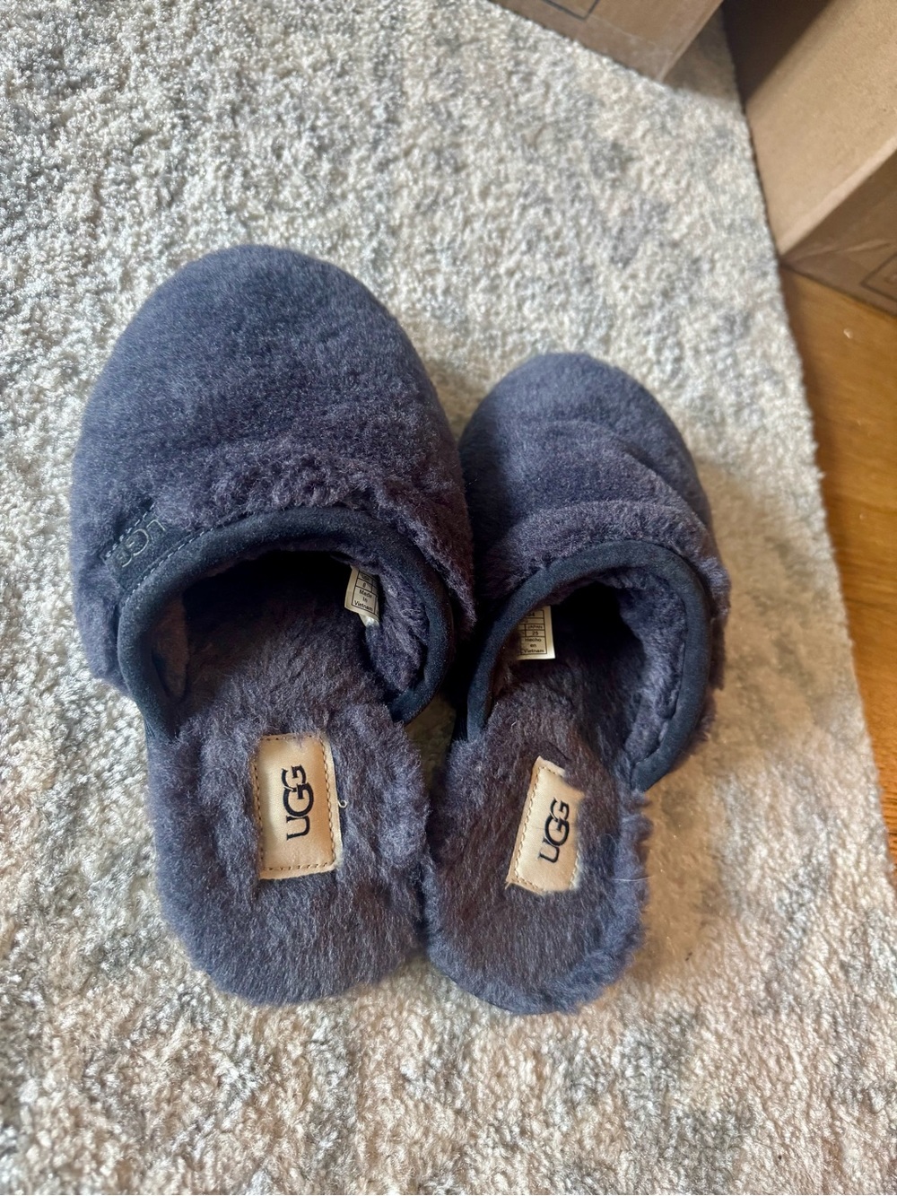 UGG Women’s Navy Fluffette Cozy Slip-On Slippers